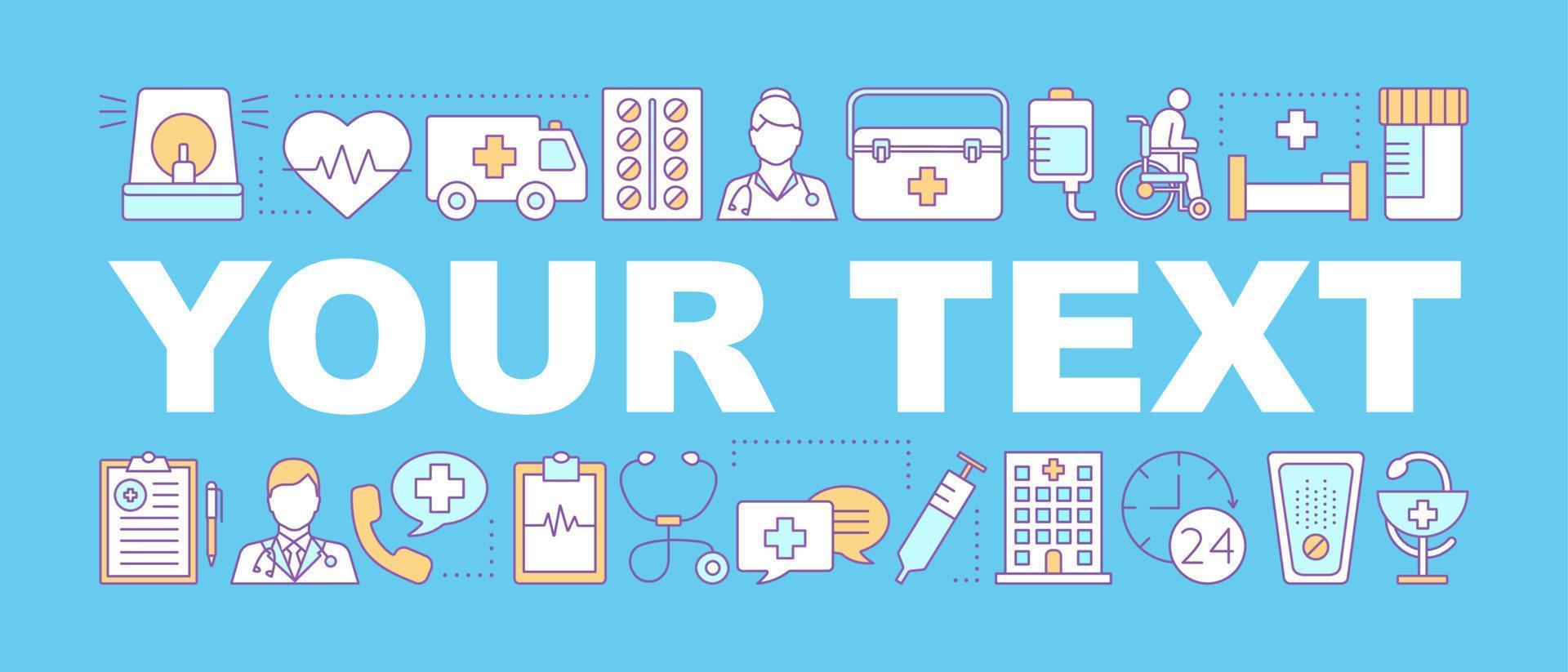 bannière de concepts de mots d'urgence. médecine et soins de santé. ambulance. hôpital, clinique. service médical. idée de typographie de lettrage isolé avec des icônes linéaires. illustration de contour de vecteur