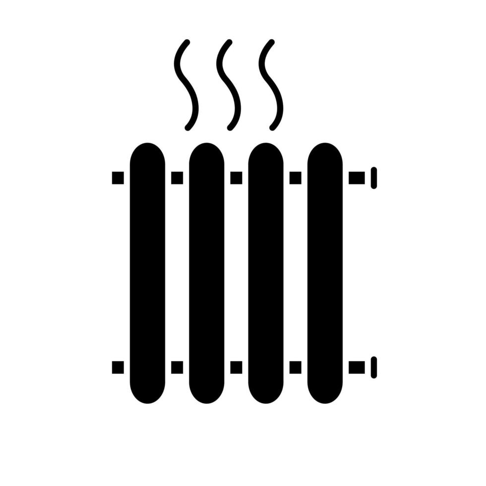 icône de glyphe de radiateur. batterie chauffante. chauffe-eau. symbole de silhouette. espace négatif. illustration vectorielle isolée vecteur