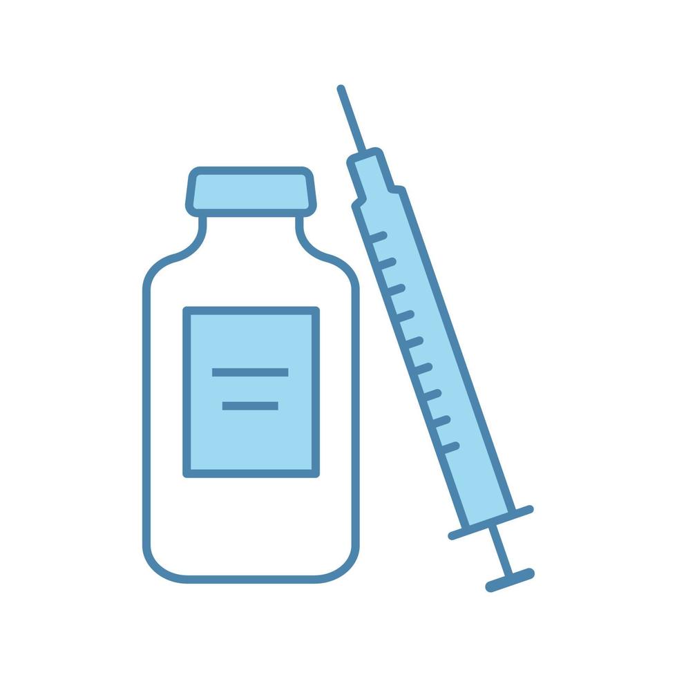 icône de couleur de flacon de médicament et de seringue. injection de neurotoxine. médicaments. illustration vectorielle isolée vecteur