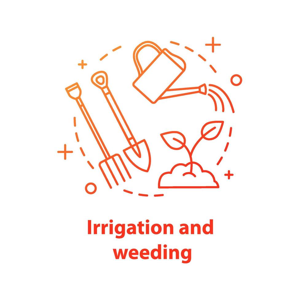 icône de concept d'irrigation et de désherbage. illustration de fine ligne d'idée d'agriculture. plante en croissance. travaux de jardin. agriculture. dessin de contour isolé de vecteur