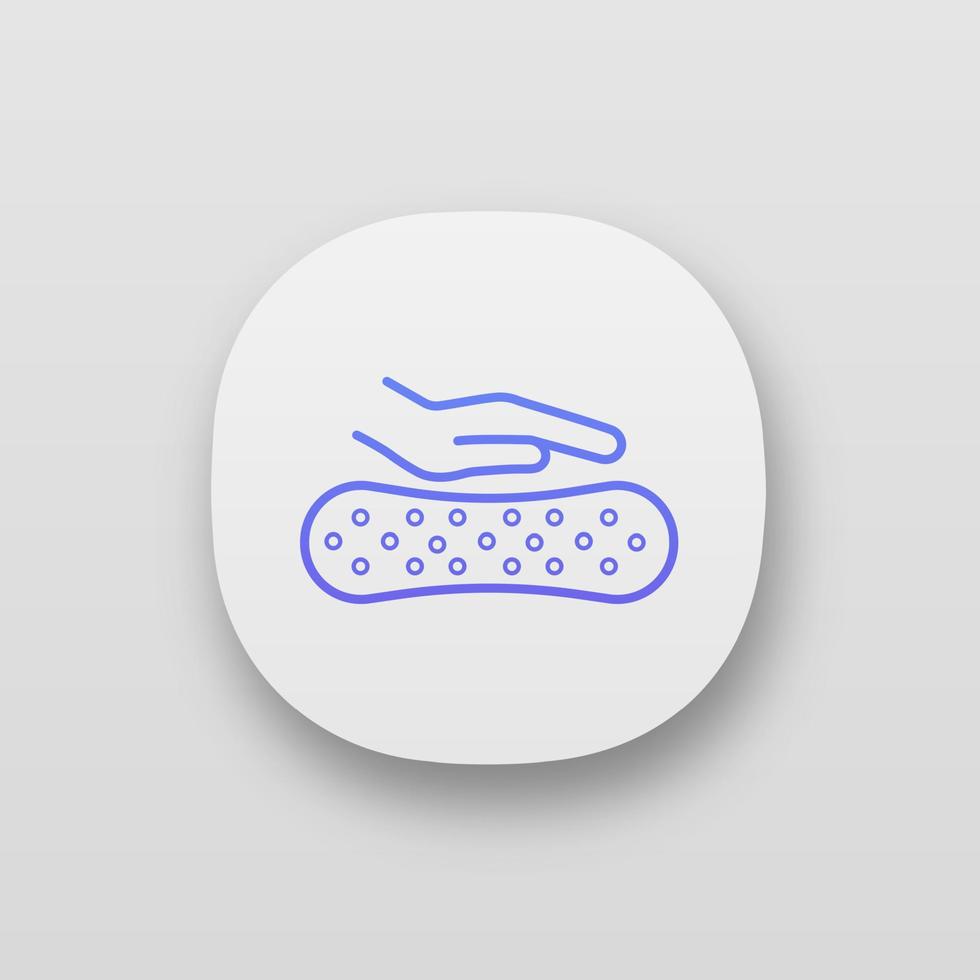 icône de l'application de matériau de matelas en latex. matelas en mousse à mémoire ou en gel, rembourrage d'oreiller. latex doux, élastique et modelant le corps. interface utilisateur ui ux. Web ou application mobile. illustration vectorielle isolée vecteur