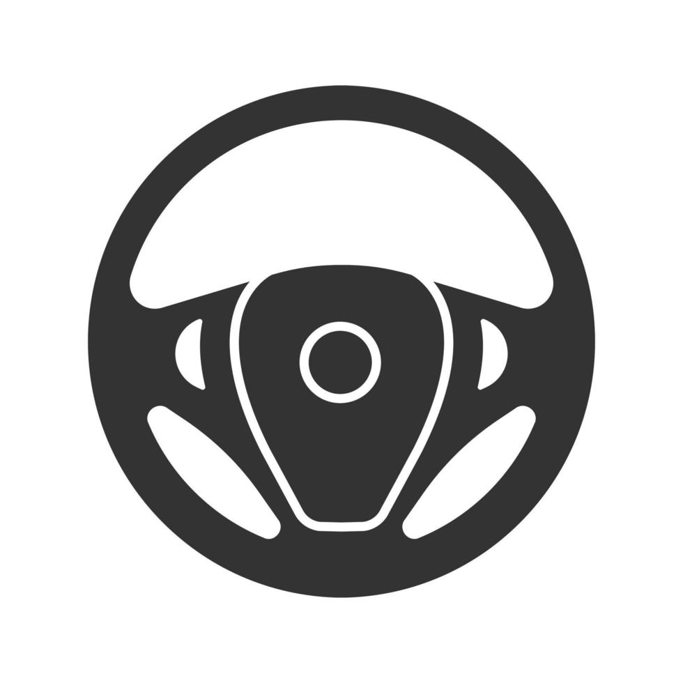 icône de glyphe de gouvernail de voiture. volant. symbole de silhouette. espace négatif. illustration vectorielle isolée vecteur