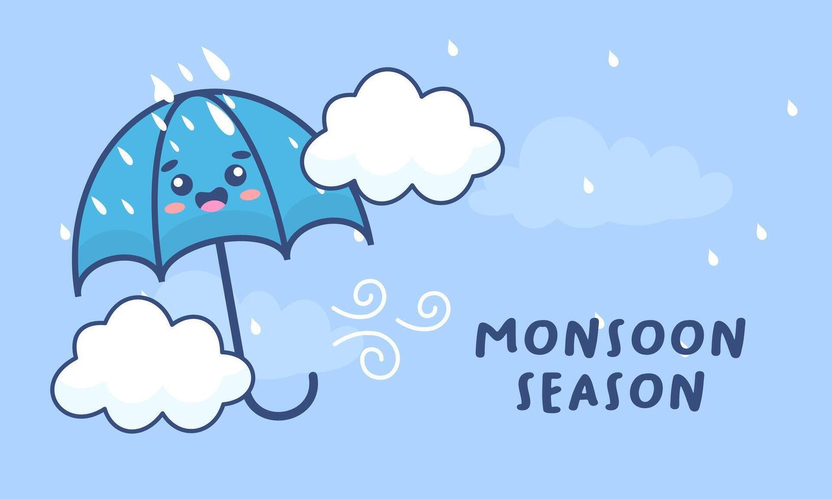 mousson saison illustration avec parapluies vecteur