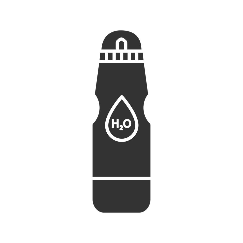 icône de glyphe de bouteille d'eau de sport. symbole de silhouette. espace négatif. illustration vectorielle isolée vecteur