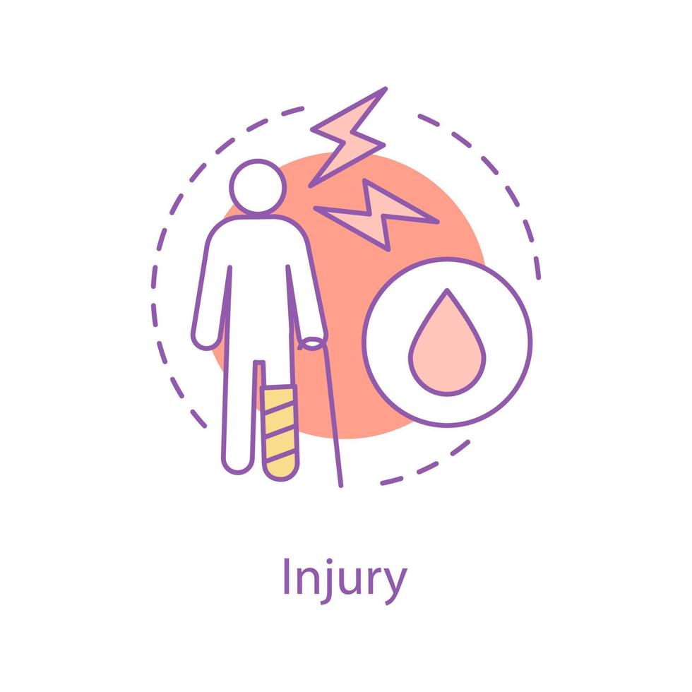 icône de concept de blessure. illustration de ligne mince idée d'assurance-maladie. accident. soins de santé. dessin de contour isolé de vecteur