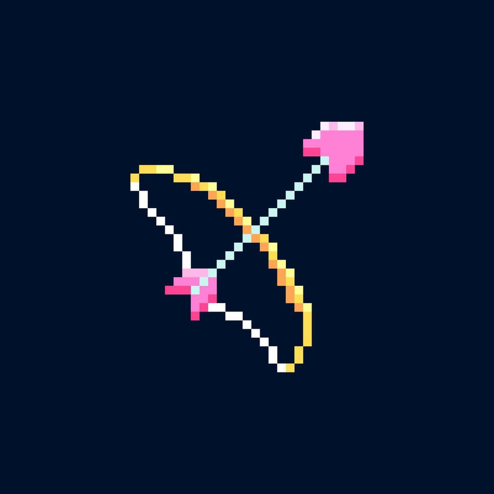 illustration vecteur graphique de cupidons La Flèche dans pixel art style