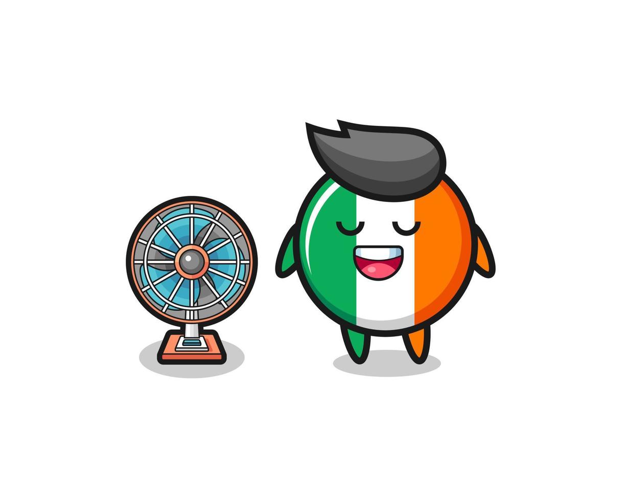 le drapeau de l'irlande mignon se tient devant le ventilateur vecteur