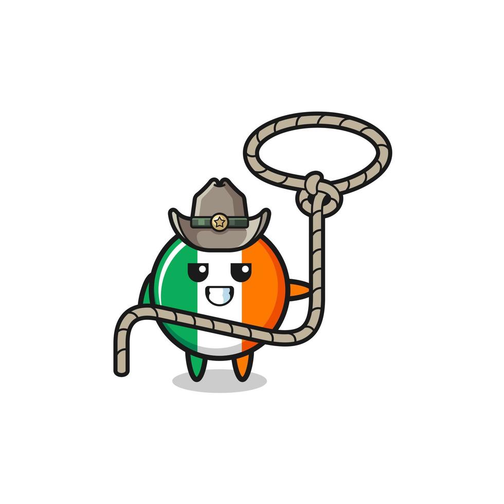 le cow-boy du drapeau de l'irlande avec une corde de lasso vecteur