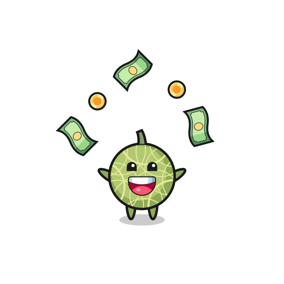 illustration du melon attrapant de l'argent tombant du ciel vecteur