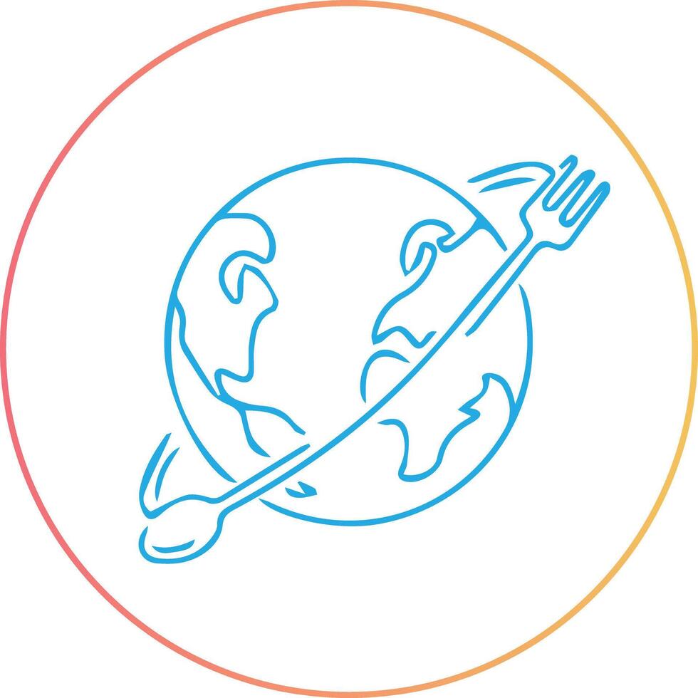 monde cuisine logo avec cuillère et fourchette bleu couleur, monde carte blanc arrière-plan, vecteur logo