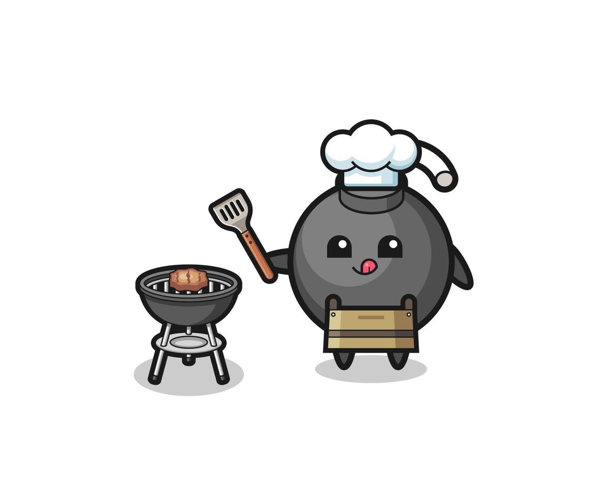chef de barbecue à la bombe avec un grill vecteur