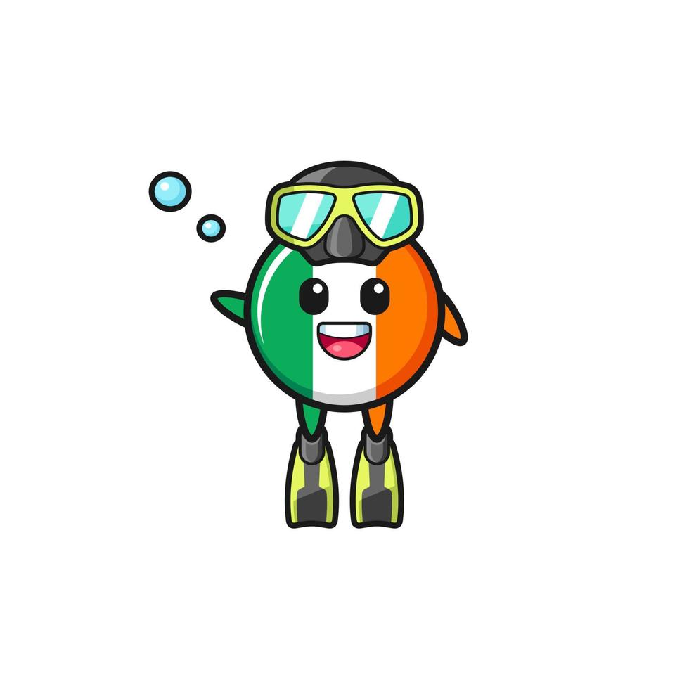 le personnage de dessin animé de plongeur de drapeau d'irlande vecteur