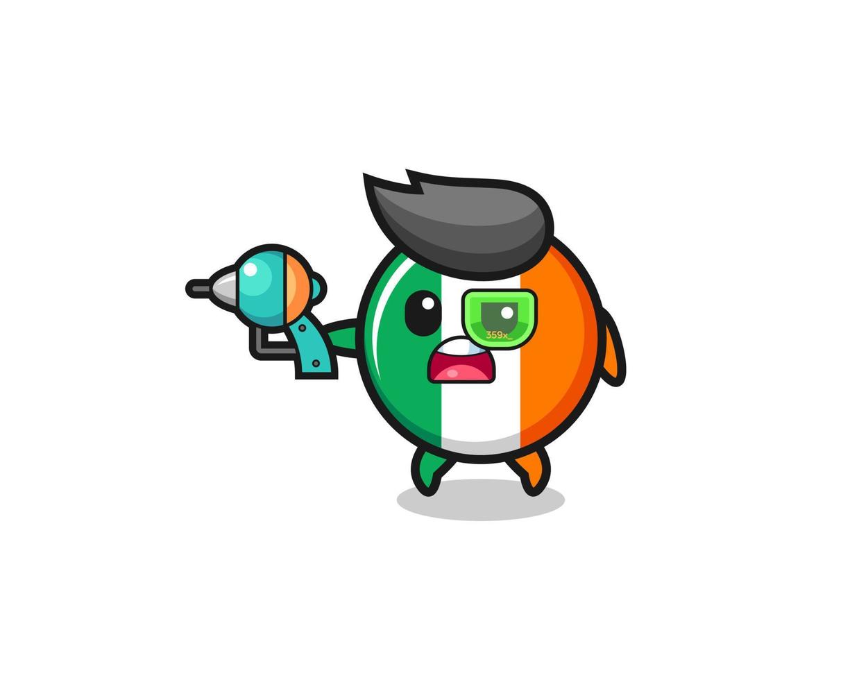 drapeau de l'irlande mignon tenant un futur pistolet vecteur