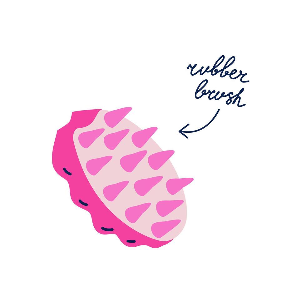 rose caoutchouc brosse vecteur isolé clipart. soin des cheveux article illustration dans plat branché style avec manuscrit typographie