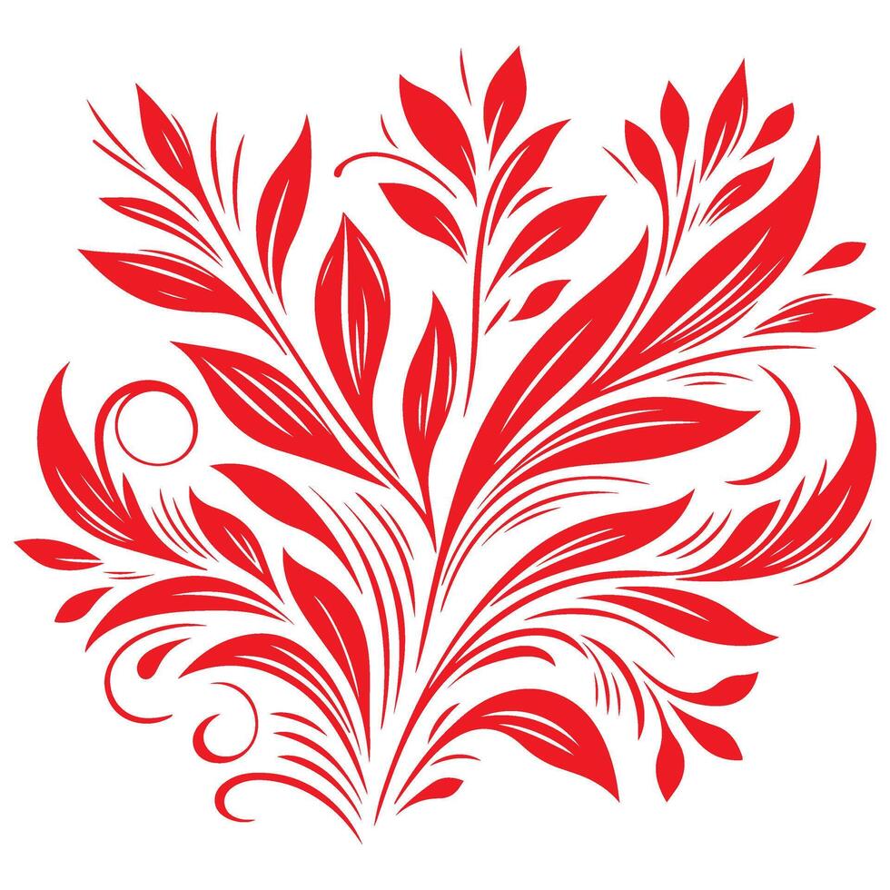 ai généré floral ornement rouge feuilles vecteur