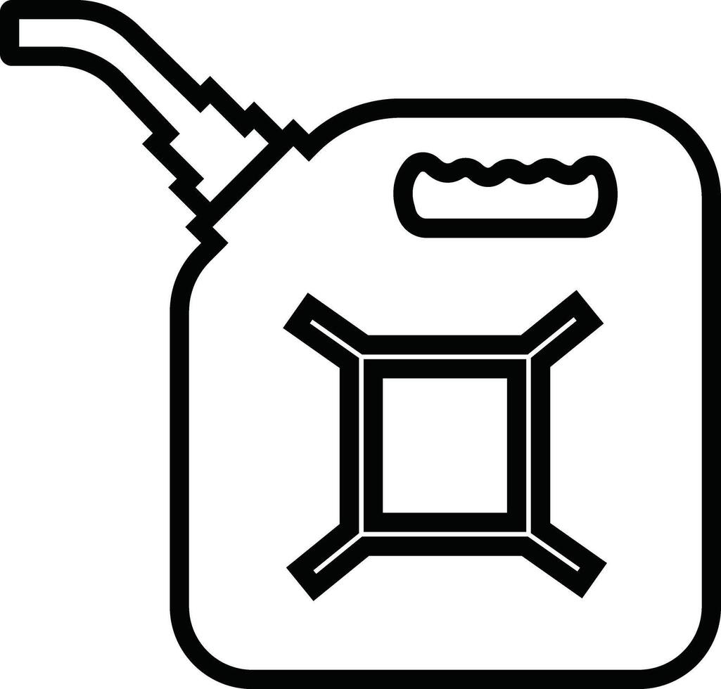 jerrycan, boîte icône dans ligne style pictogramme isolé sur essence, de l'essence, carburant ou pétrole pouvez symbole. noir diesel Plastique vide l'eau boîte vecteur pour applications, site Internet