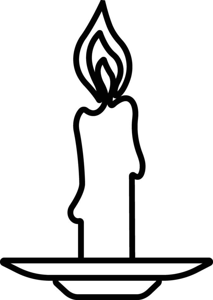 bougie dans titulaire icône dans ligne style. isolé sur représenter le traditions et symbole de le Pâques saison bougies dans chandeliers brûlant aux chandelles flamme vecteur pour applications, la toile