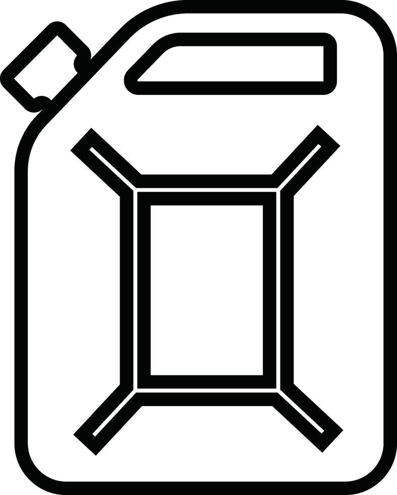 jerrycan, boîte icône dans ligne style pictogramme isolé sur essence, de l'essence, carburant ou pétrole pouvez symbole. noir diesel Plastique vide l'eau boîte vecteur pour applications, site Internet