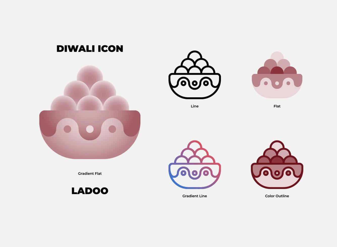 jeu d'icônes diwali ladoo vecteur