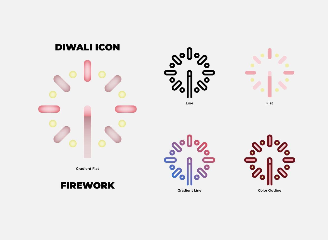 jeu d'icônes de feu d'artifice de diwali vecteur