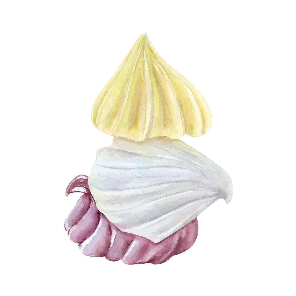 crème Meringue fouetté aquarelle dessin. mousse mousse Garniture boulangerie sucré savoureux la glace dessert illustration. anniversaire décoration aquarelle isolé sur blanc Contexte vecteur