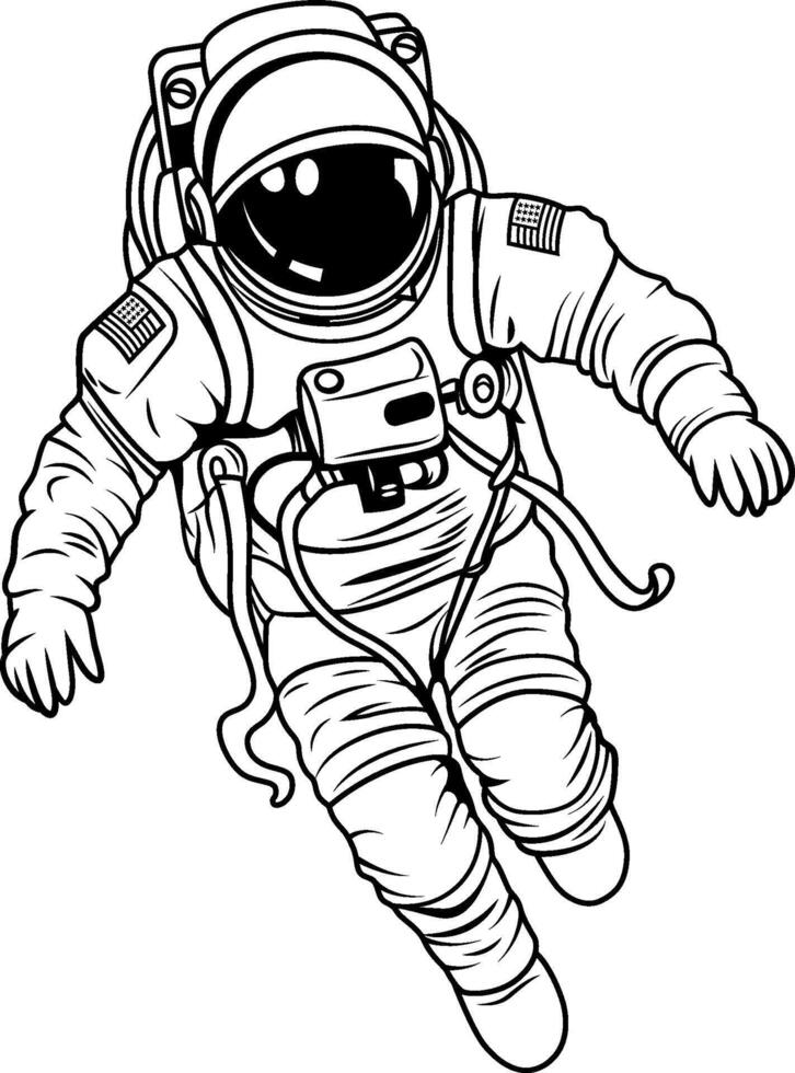 astronaute contour illustration sur blanc Contexte vecteur