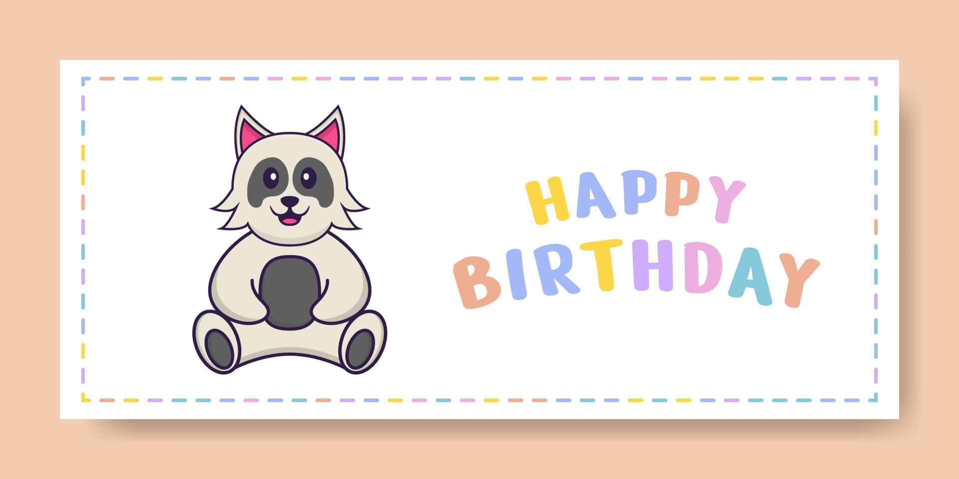bannière de joyeux anniversaire avec un personnage de dessin animé de chien mignon. illustration vectorielle vecteur