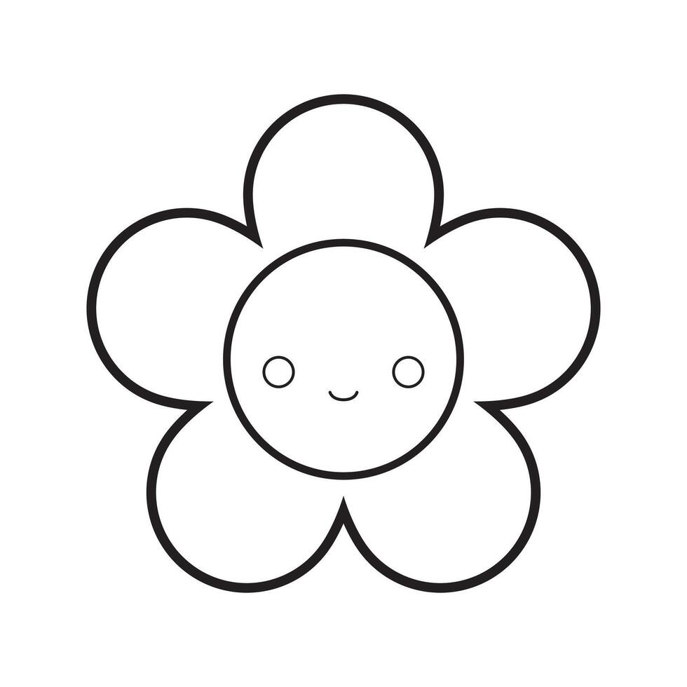 mignonne fleur contour dessin pour enfants coloration livre. kawaii vecteur illustration.