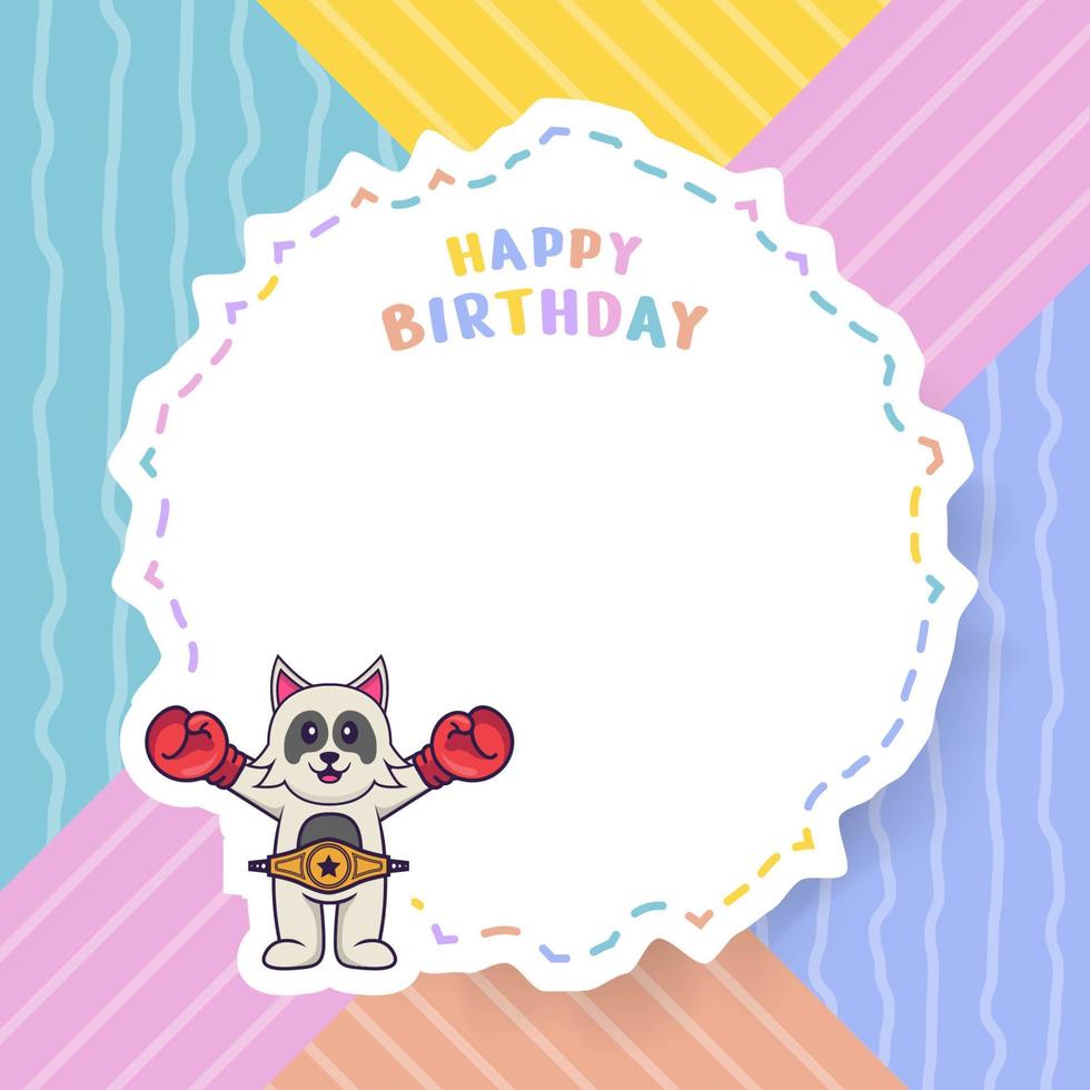 carte de voeux de joyeux anniversaire avec un personnage de dessin animé de chien mignon. illustration vectorielle vecteur