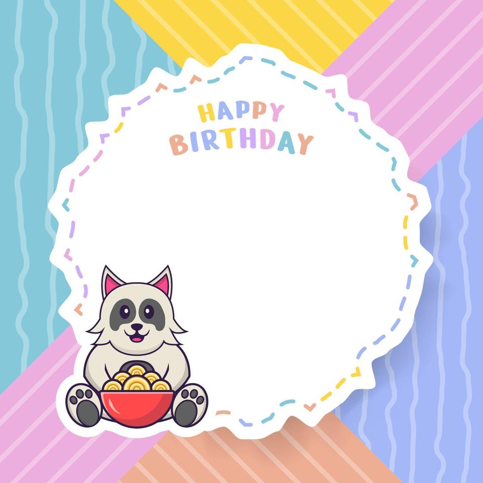 carte de voeux de joyeux anniversaire avec un personnage de dessin animé de chien mignon. illustration vectorielle vecteur