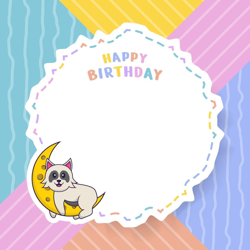 carte de voeux de joyeux anniversaire avec un personnage de dessin animé de chien mignon. illustration vectorielle vecteur