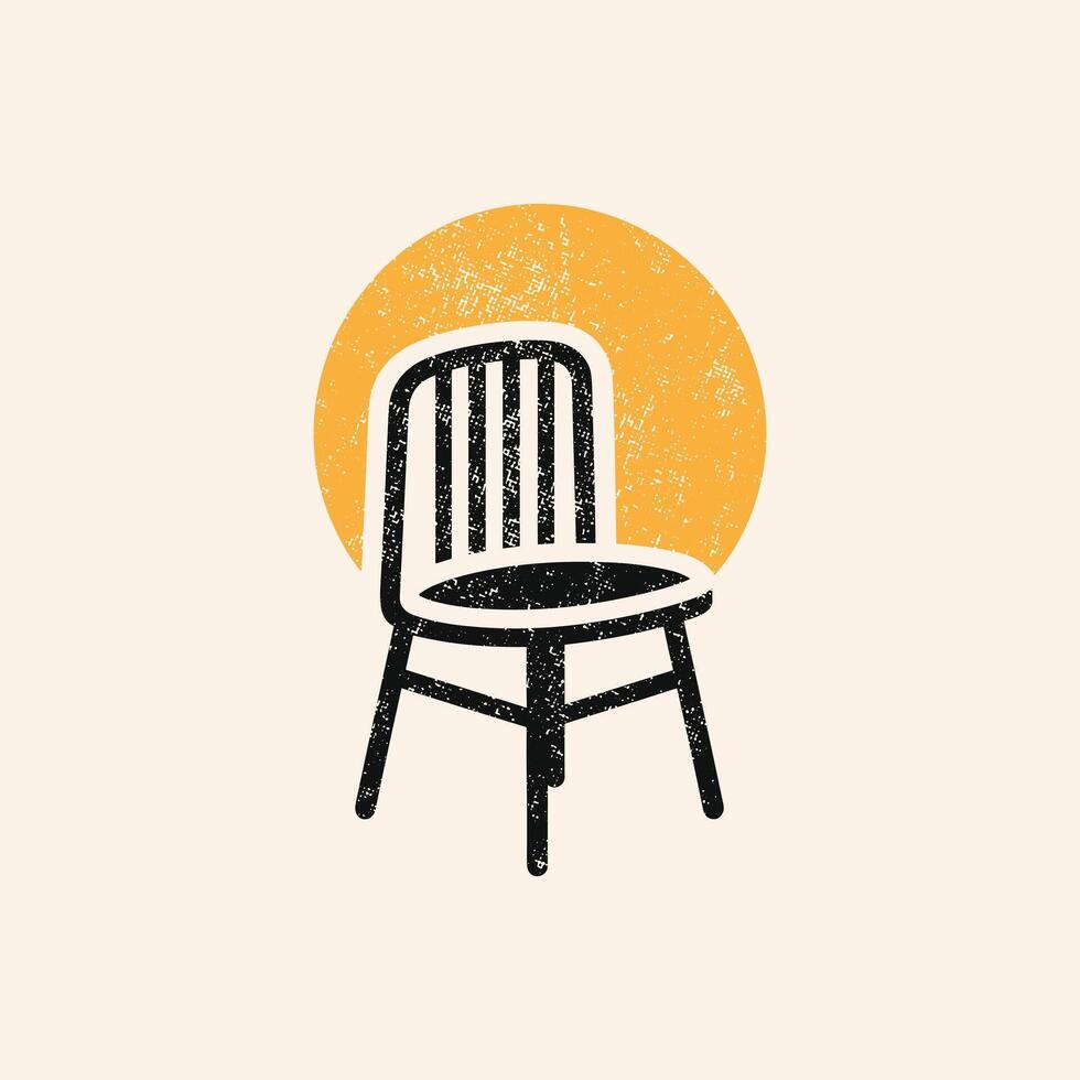 ancien chaise logo avec grunge texture vecteur