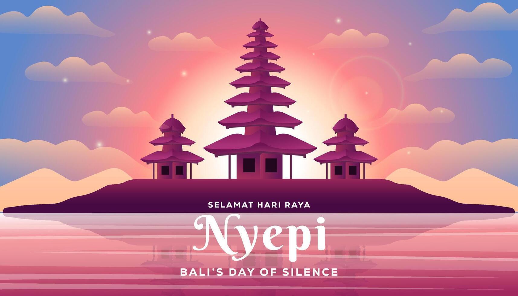 nyepi de bali journée de silence horizontal bannière illustration dans pente vecteur