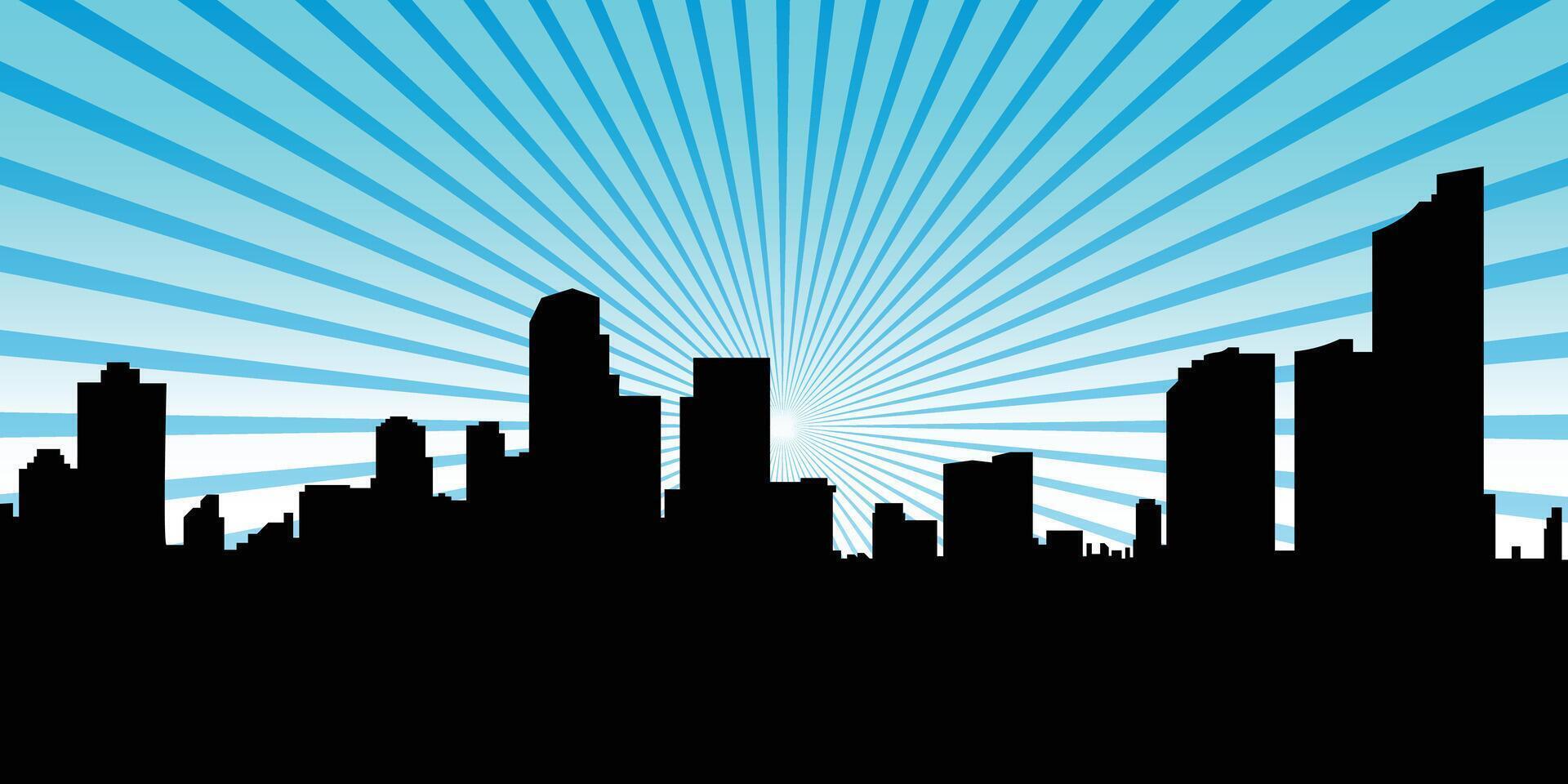 jakarta silhouette gratte-ciel sunburst vecteur illustration avec bleu pente couleur.