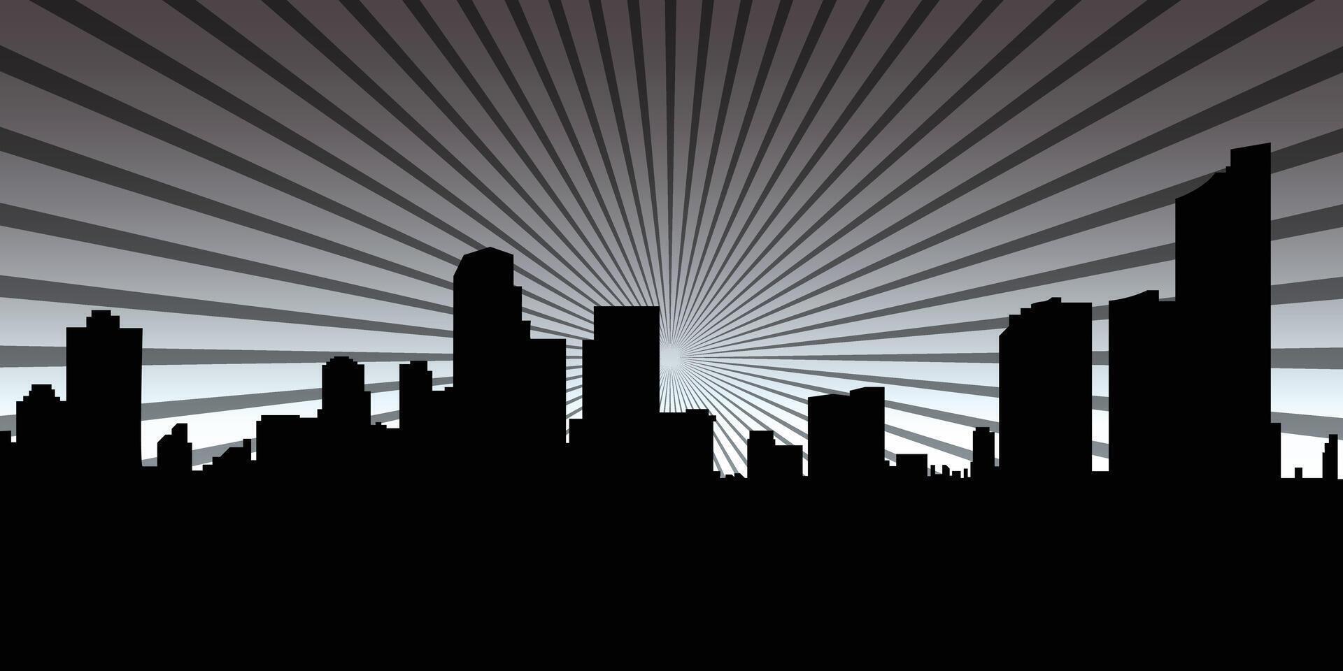 jakarta sunburst noir blanc silhouette bâtiment vecteur illustration.