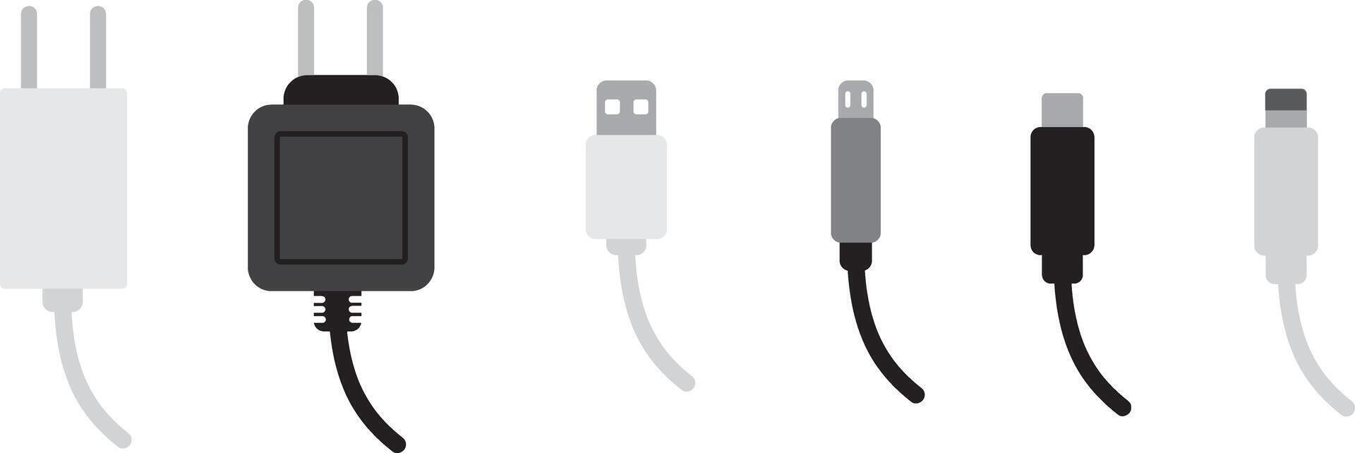 mobile téléphone chargeur icône. USB câble type icône contour style. chargeur icône vecteur illustration.
