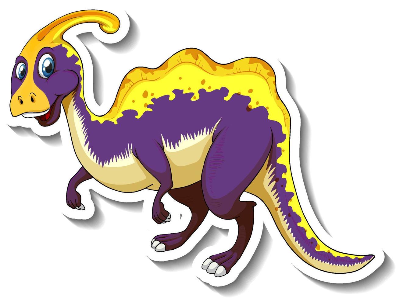 autocollant de personnage de dessin animé de dinosaure parasaurolophus vecteur