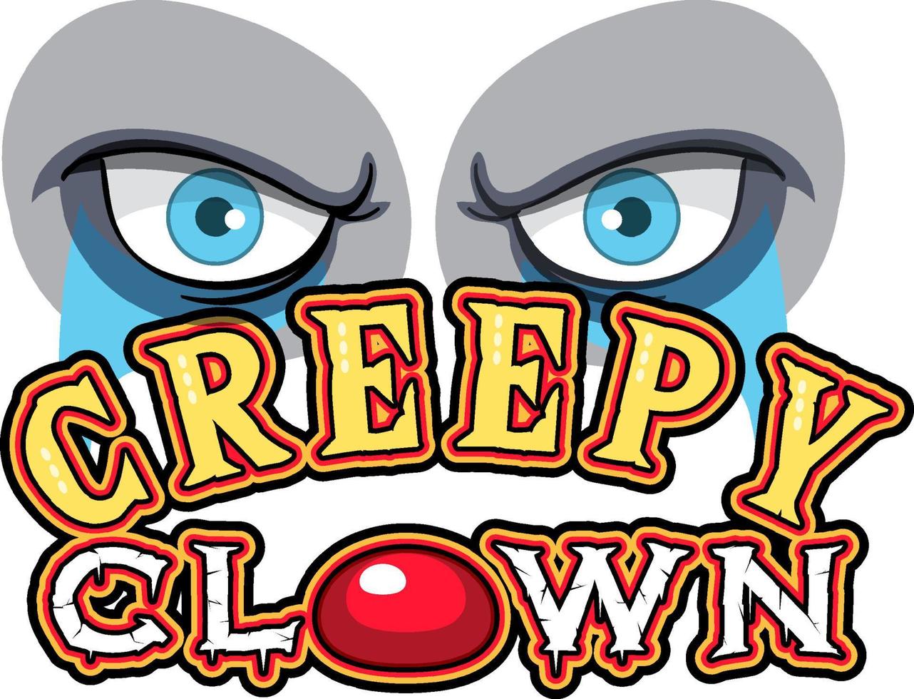 logo de mot de clown effrayant avec des yeux de clown vecteur