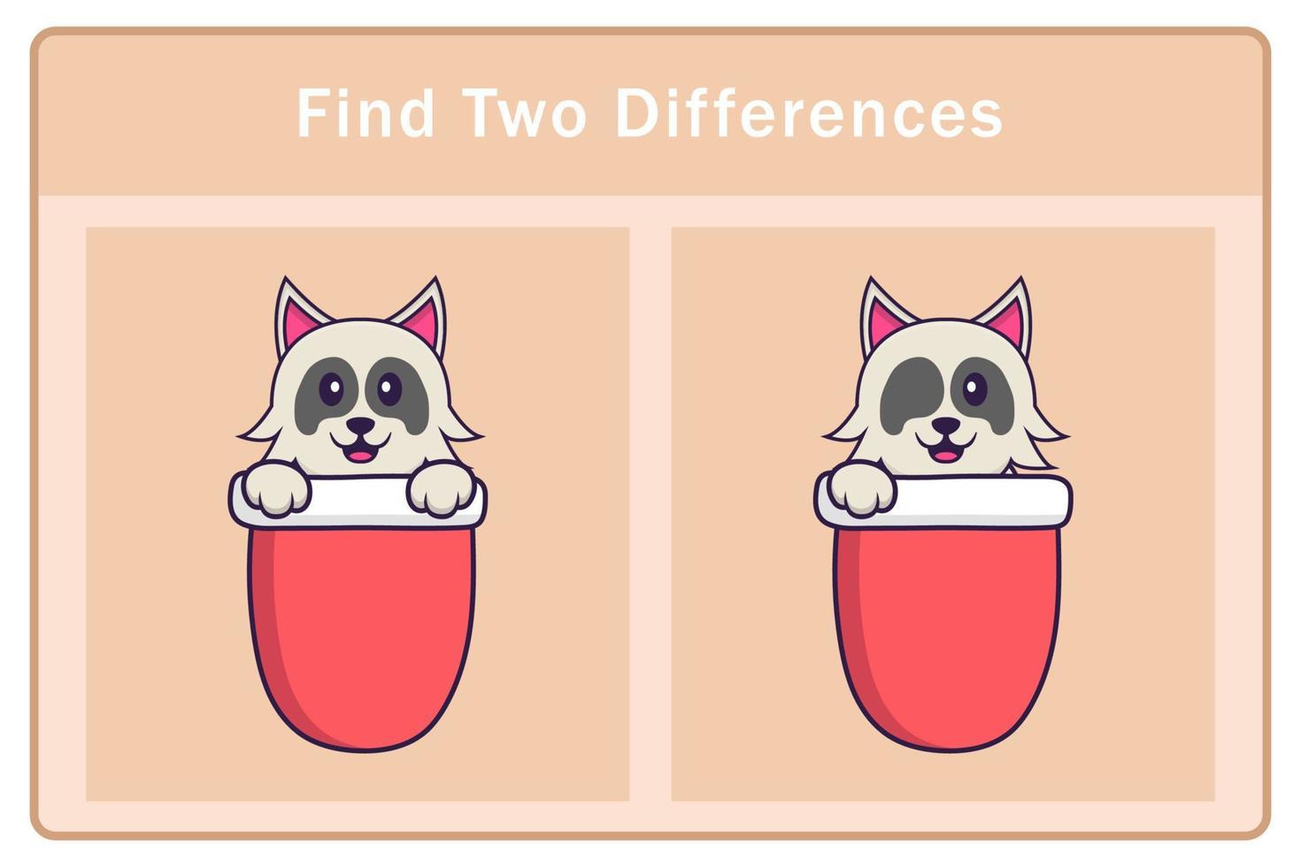 personnage de dessin animé de chien mignon. trouver des différences. jeu éducatif pour les enfants. illustration de vecteur de dessin animé