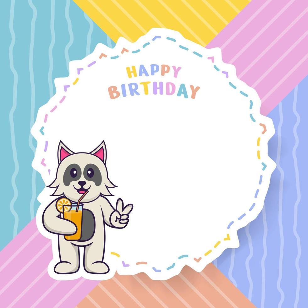 carte de voeux de joyeux anniversaire avec un personnage de dessin animé de chien mignon. illustration vectorielle vecteur