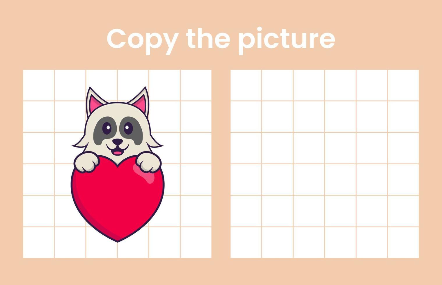 copier l'image d'un chien mignon. jeu éducatif pour les enfants. illustration de vecteur de dessin animé