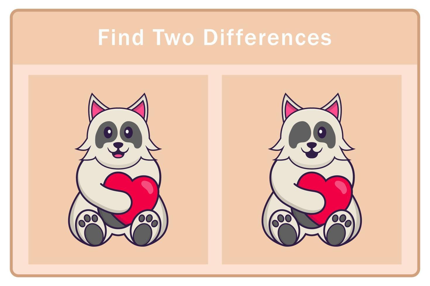 personnage de dessin animé de chien mignon. trouver des différences. jeu éducatif pour les enfants. illustration de vecteur de dessin animé