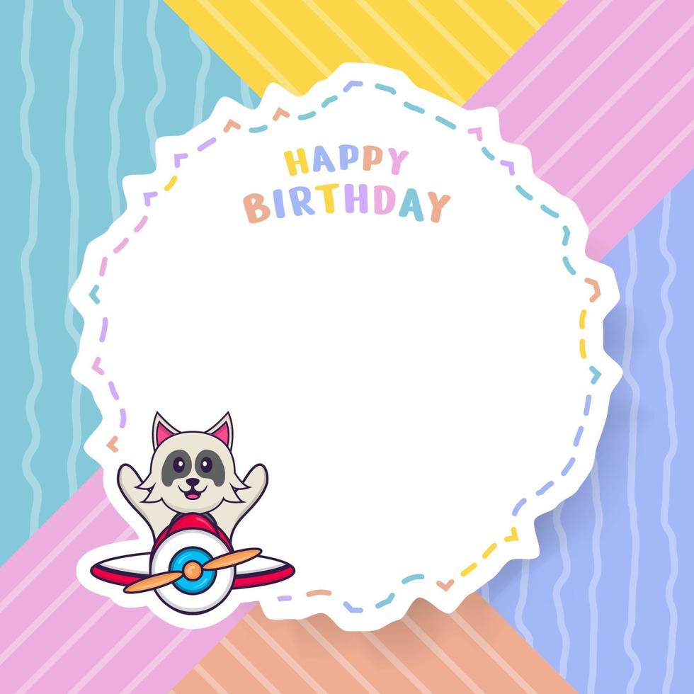 carte de voeux de joyeux anniversaire avec un personnage de dessin animé de chien mignon. illustration vectorielle vecteur