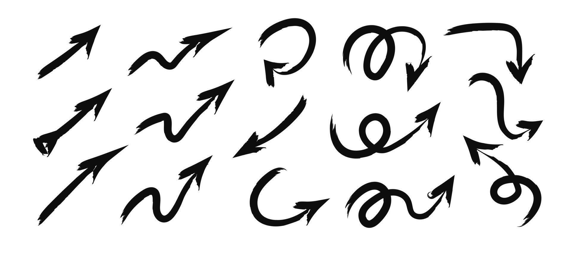 grunge flèches vecteur ensemble. abstrait conception de direction vecteur éléments divers formes symboles