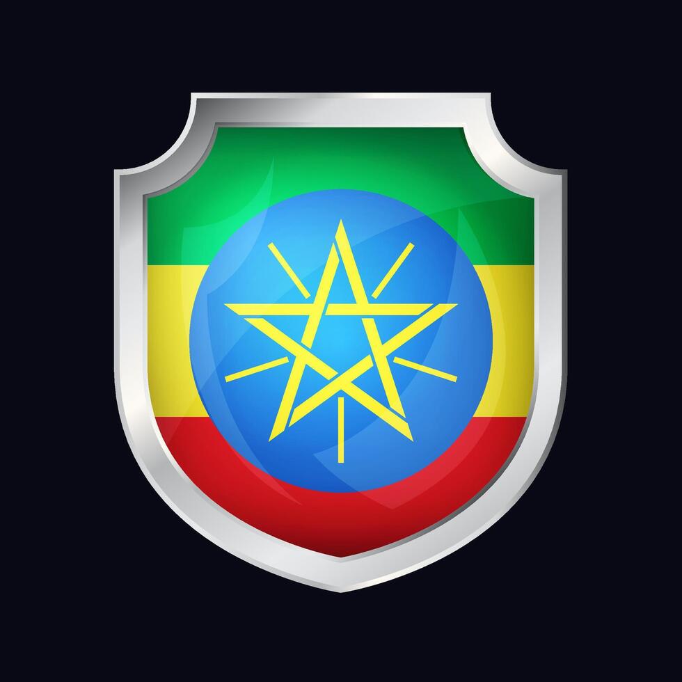 Ethiopie argent bouclier drapeau icône vecteur