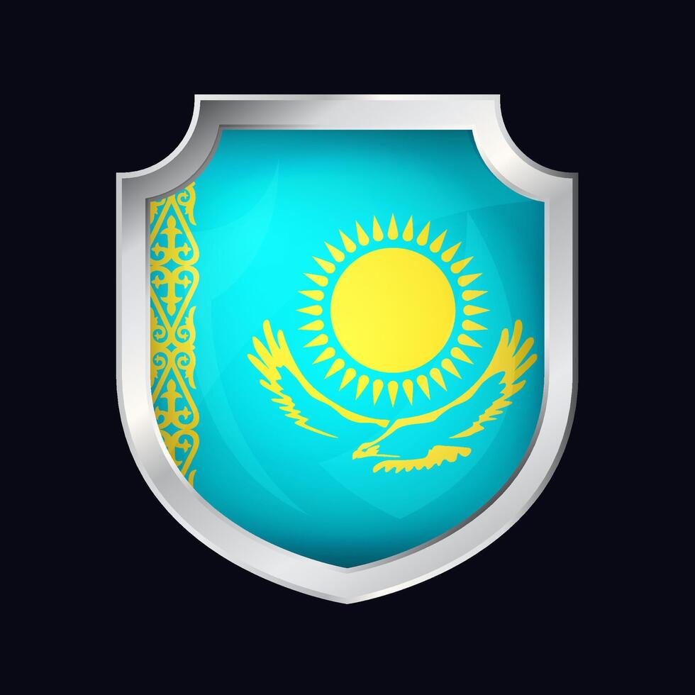 kazakhstan argent bouclier drapeau icône vecteur