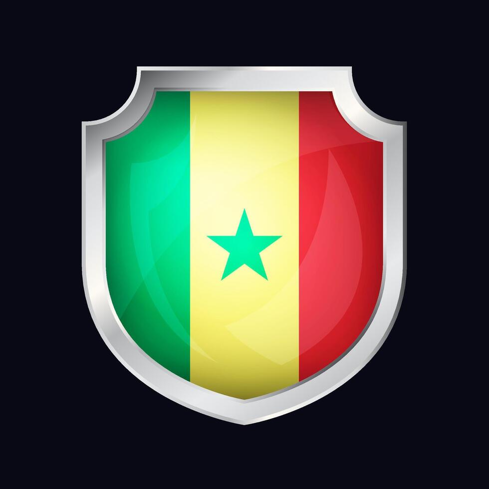Sénégal argent bouclier drapeau icône vecteur