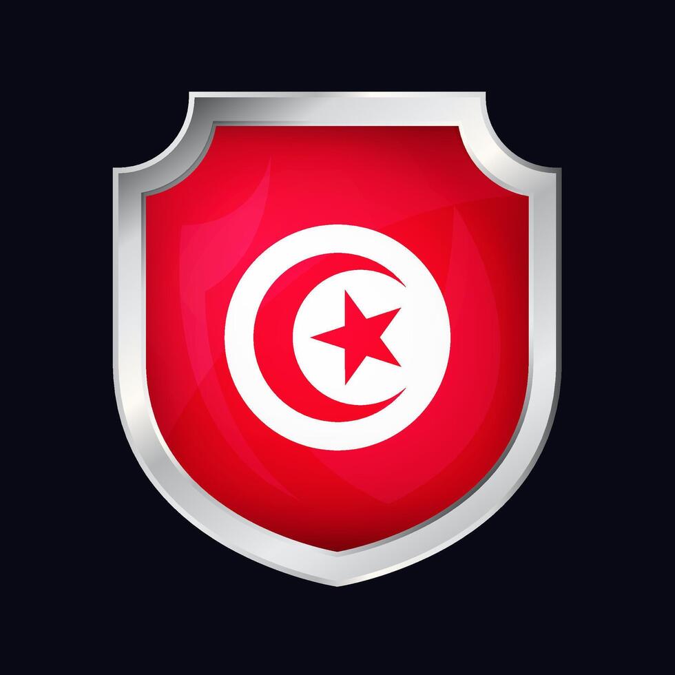 Tunisie argent bouclier drapeau icône vecteur