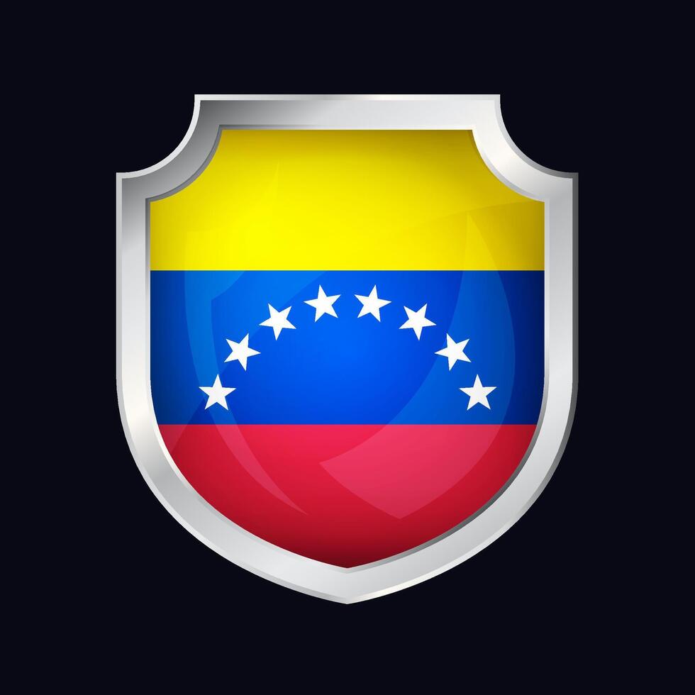 Venezuela argent bouclier drapeau icône vecteur