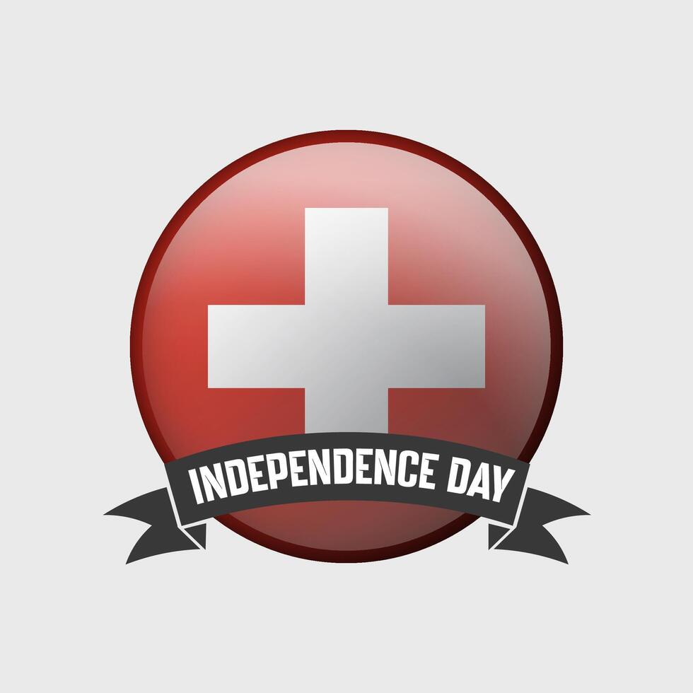 Suisse rond indépendance journée badge vecteur